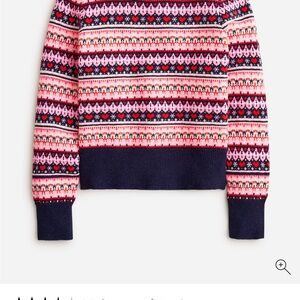 J. Crew Multicolor Fair Isle Crewneck Sweater in Navy, Pink and Red